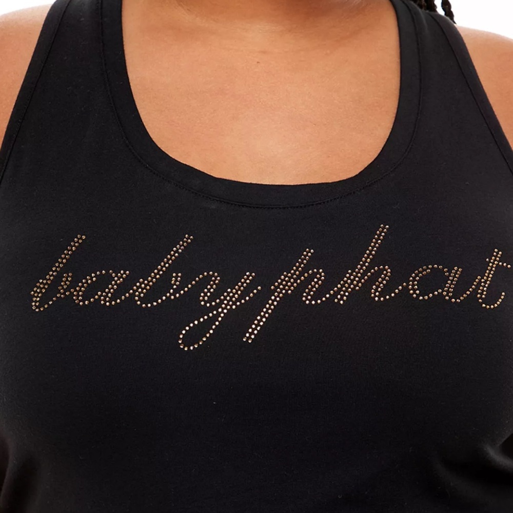BABY PHAT Trendy Plus Size Studded Graphic Tank Top Black 2X - Picture 2 of 5